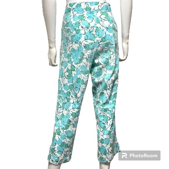 Ann Trinity Crop Pants Teal and Green Floral Print Size 12 - Picture 2 of 8